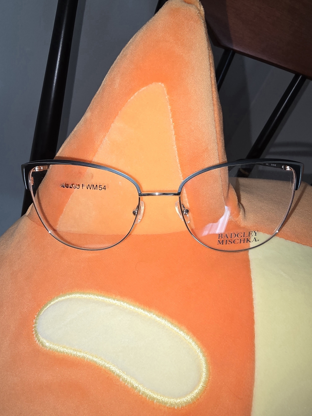 New Badgley Mischka Cat Eye Eyeglasses Silver Dark Blue Frames 54/18/140 mm